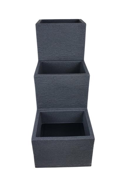 Kubus Treppentopf 59x60x27cm anthrazit Kunststoff